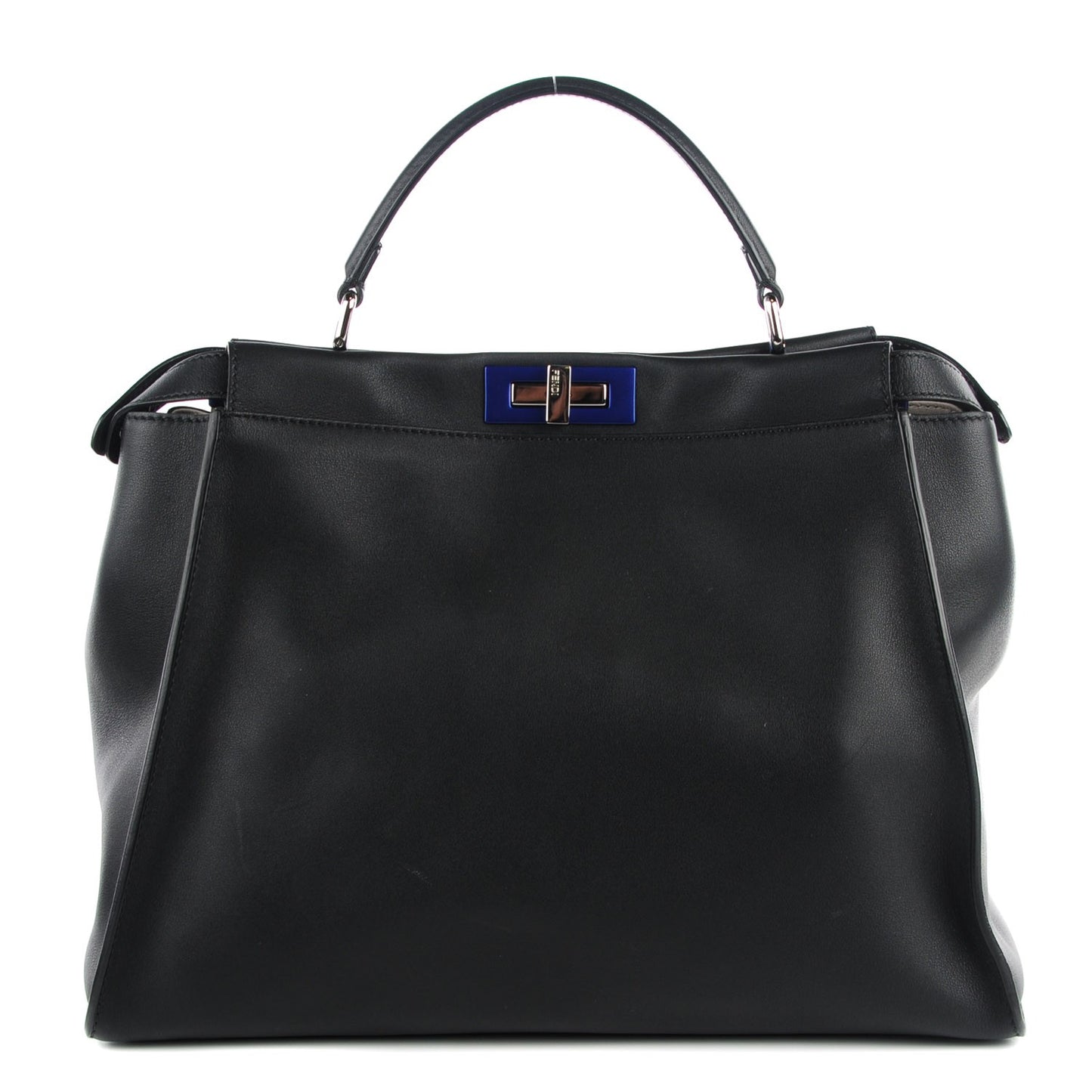 Vitello Dolce Shiny Nappa Large Peekaboo Iconic Satchel Black Camelia