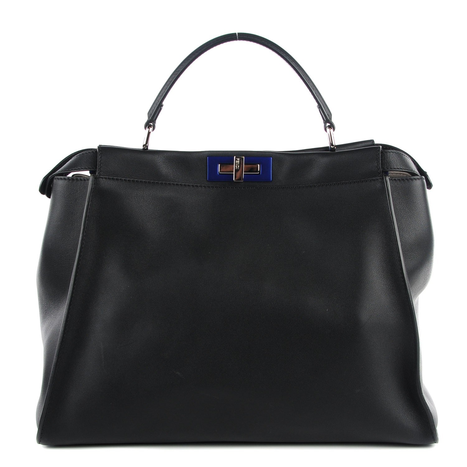 Fendi Vitello Dolce Shiny Nappa Large Peekaboo Iconic Satchel Black Camelia 1 of 11