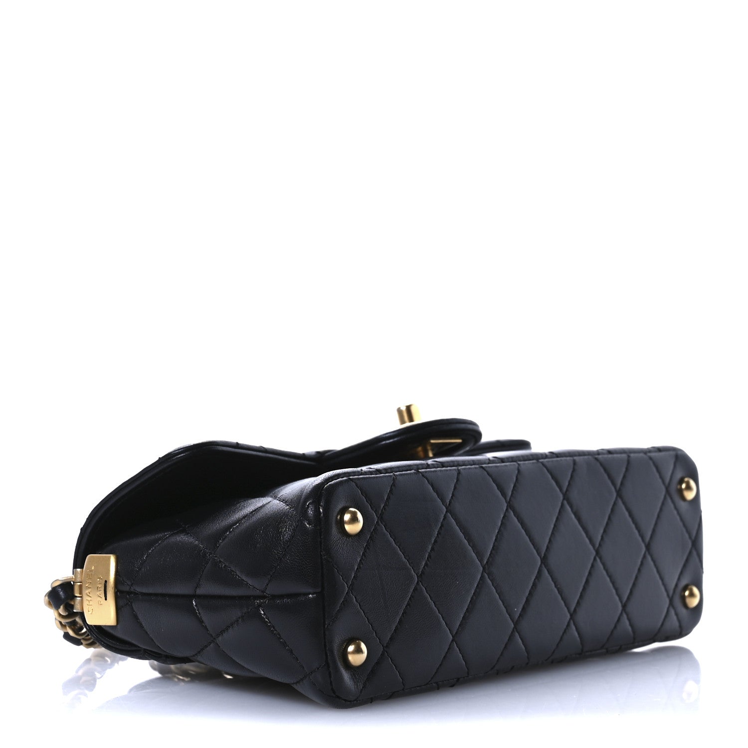 Chanel Lambskin Quilted Mini Flap Top Handle Bag Black 4 of 10