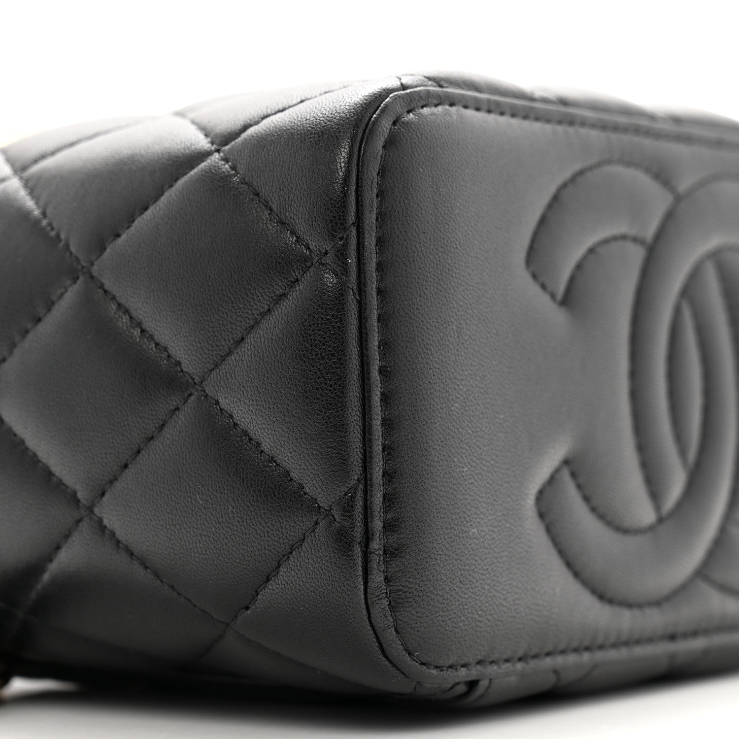 Chanel Lambskin Quilted Metal Small Top Handle Vanity Case With Chain Black 9 of 16