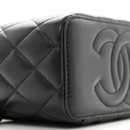 Chanel Lambskin Quilted Metal Small Top Handle Vanity Case With Chain Black 9 of 16