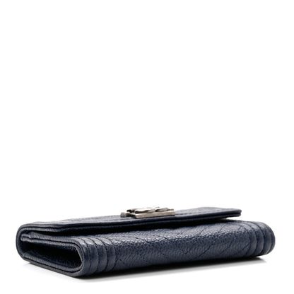Chanel Caviar Chevron Quilted Boy Card Holder Wallet Navy Blue 4 of 8