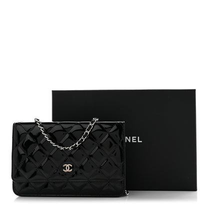 Chanel Patent Quilted Wallet On Chain WOC Black 11 of 11