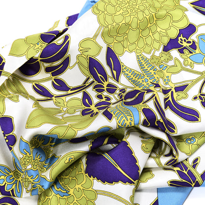 Burberry Silk Floral Print Square Scarf Blue 5 of 7