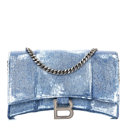 Balenciaga Nappa Denim Printed Hourglass Chain Bag Denim Blue 1 of 10