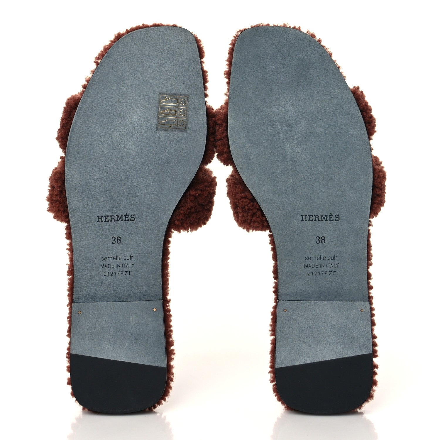 Hermes Woolskin Oran Sandals 38 Cognac 5 of 8