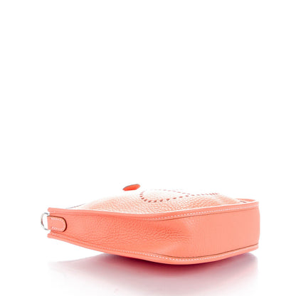 Hermes Taurillon Clemence Amazone Evelyne TPM Crevette and Rouge Casaque 4 of 7
