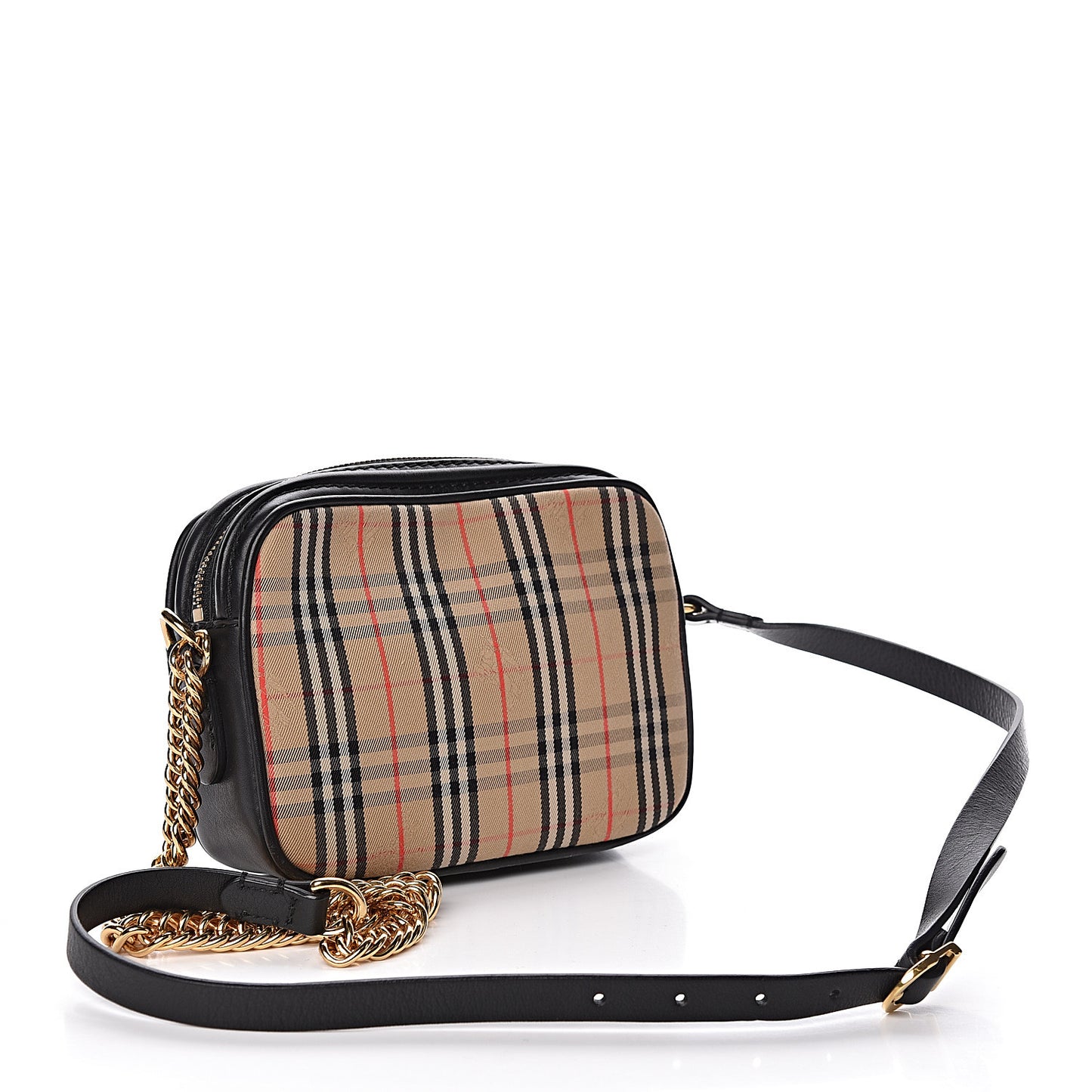 1983 Knight Check Smooth Calfskin Link Camera Bag Black