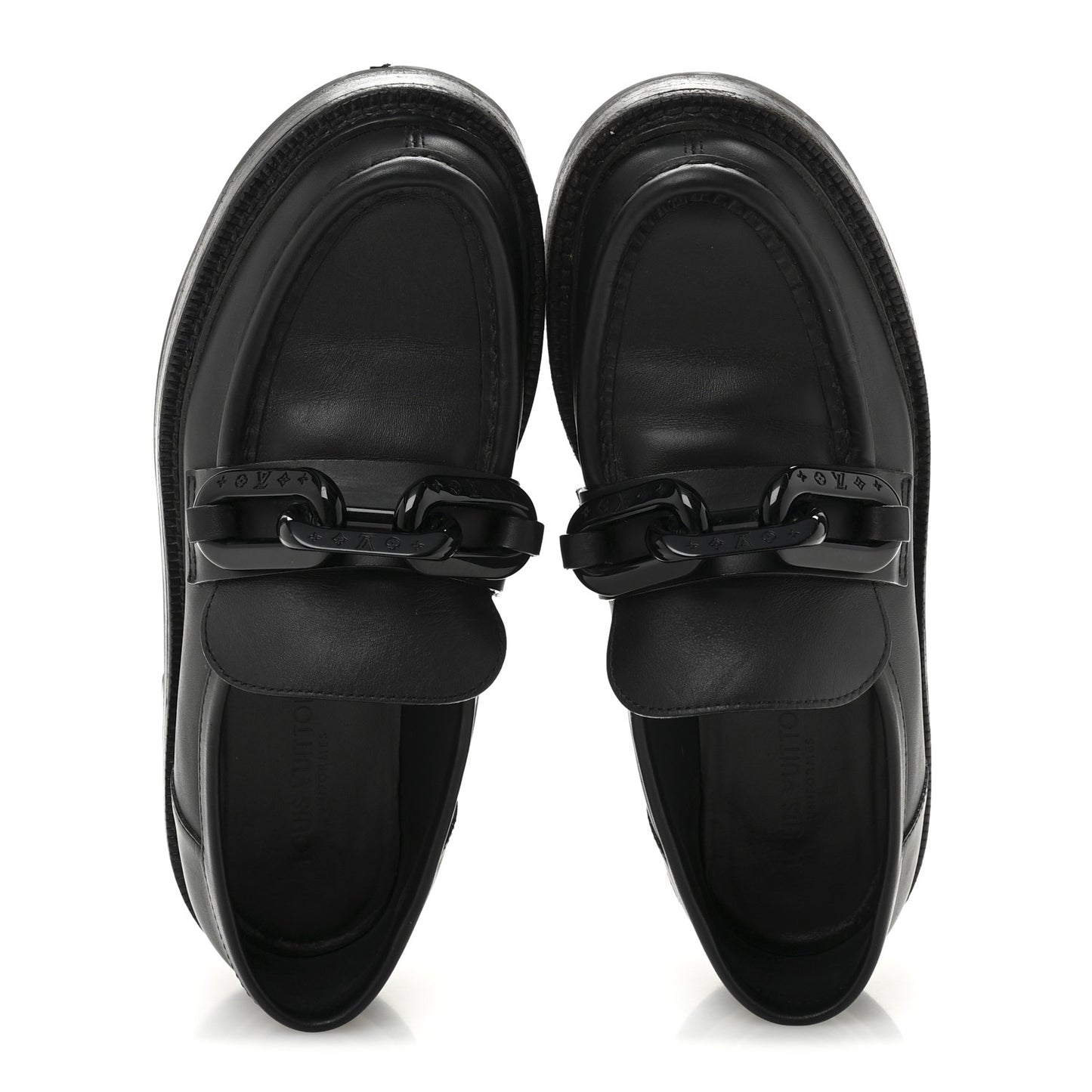 Calfskin Oversized Chain Academy Loafers 37 Black