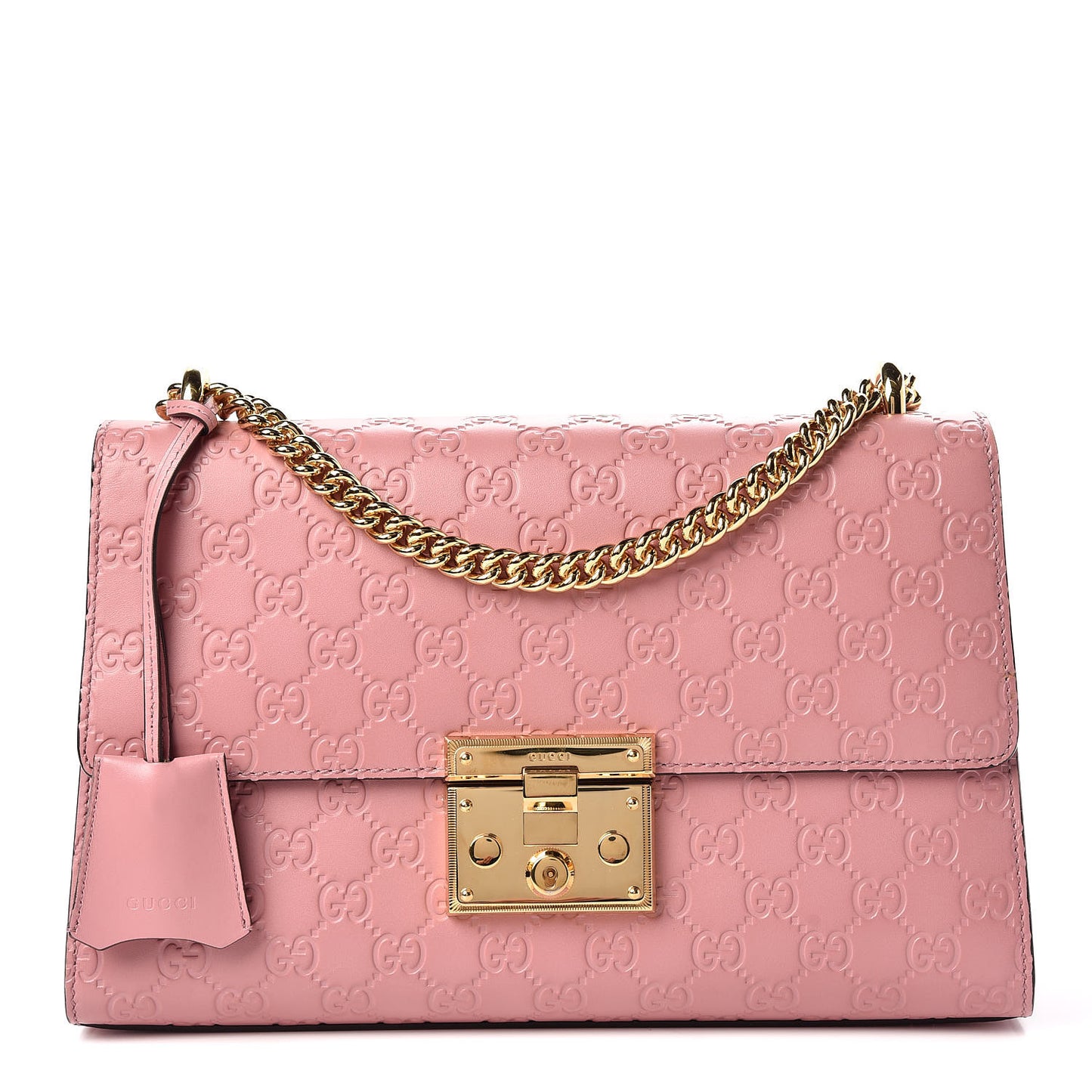 Guccissima Signature Medium Padlock Shoulder Bag Rose Baby Candy