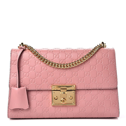 Gucci Guccissima Signature Medium Padlock Shoulder Bag Rose Baby Candy 1 of 9