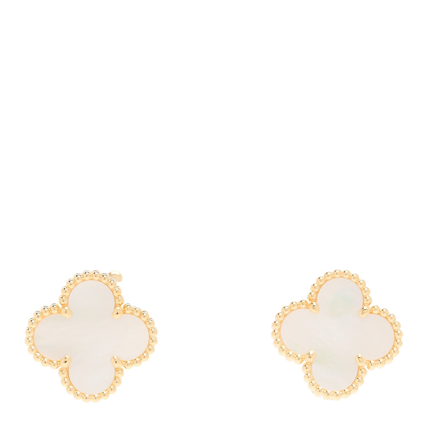 18K Yellow Gold Mother of Pearl Vintage Alhambra Earrings