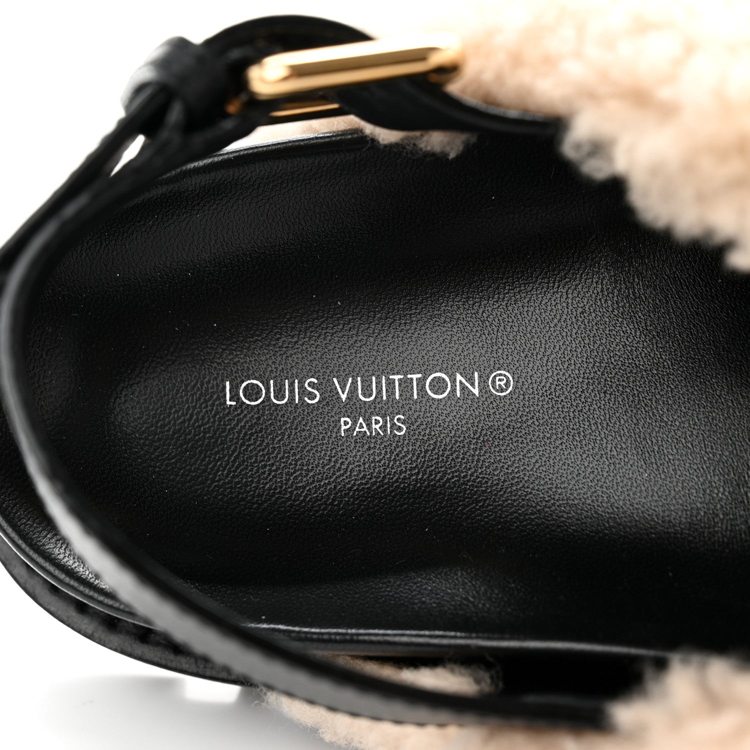 Louis Vuitton Shearling Paseo Sandals 38 Black 7 of 8