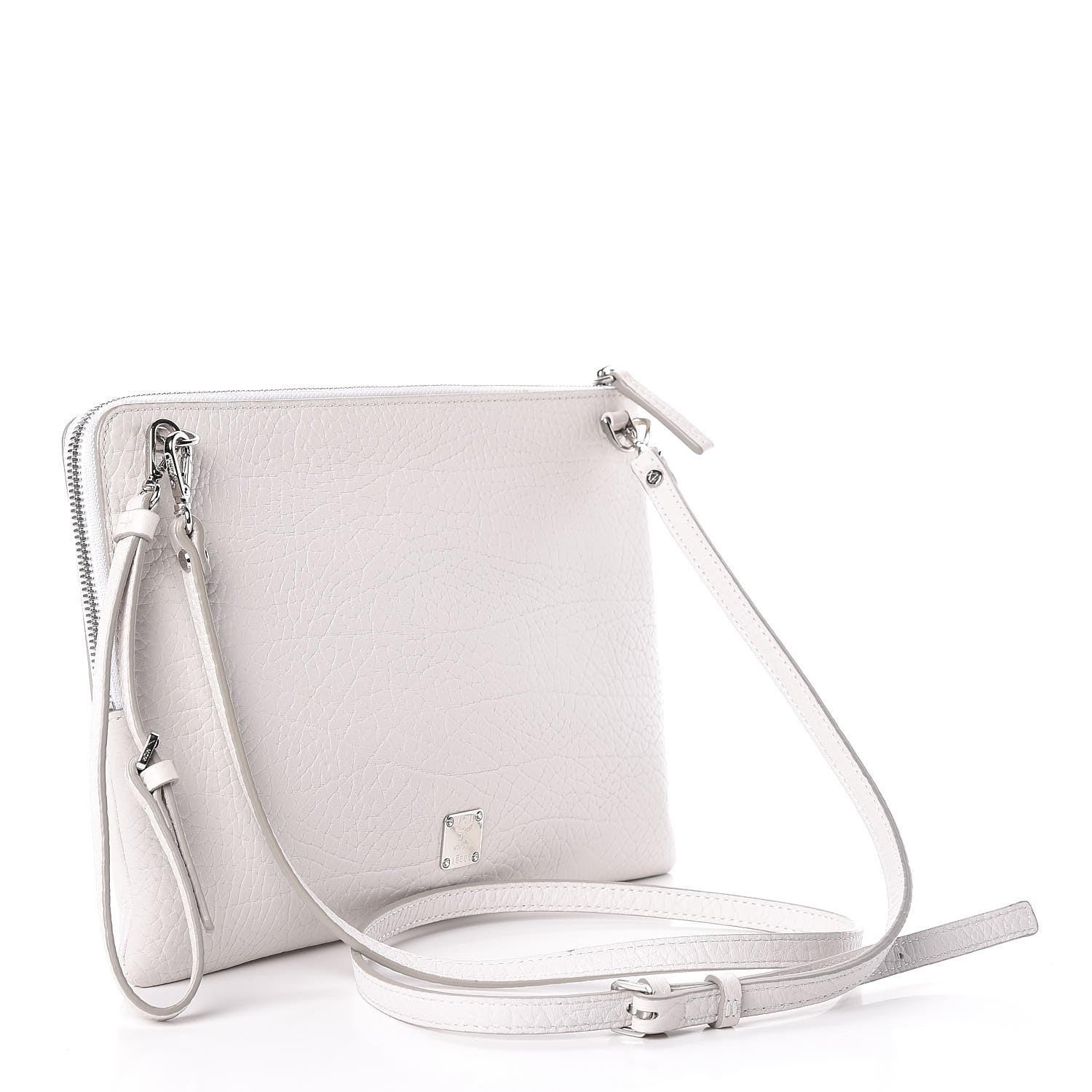 MCM Calfskin Studded Medium Crossbody White 3 of 13
