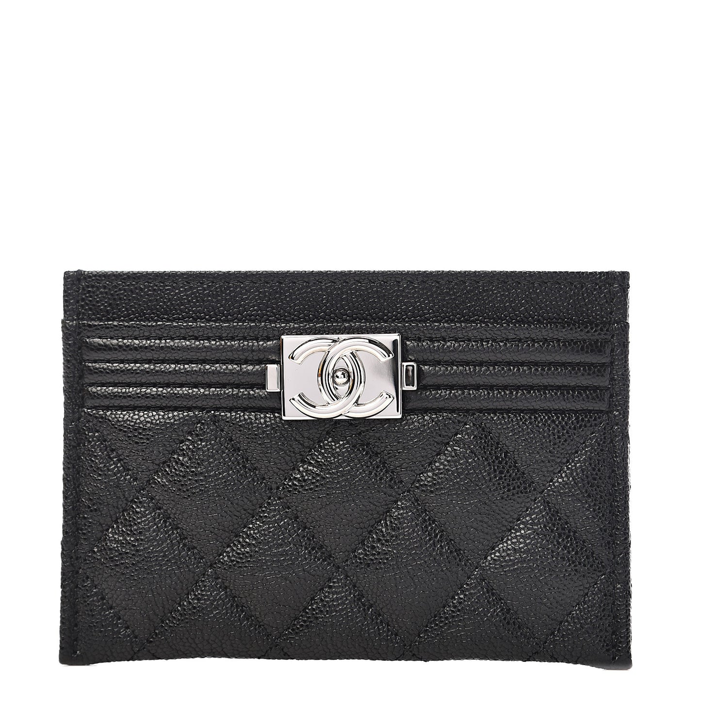 Caviar Quilted Boy Card Holder Black