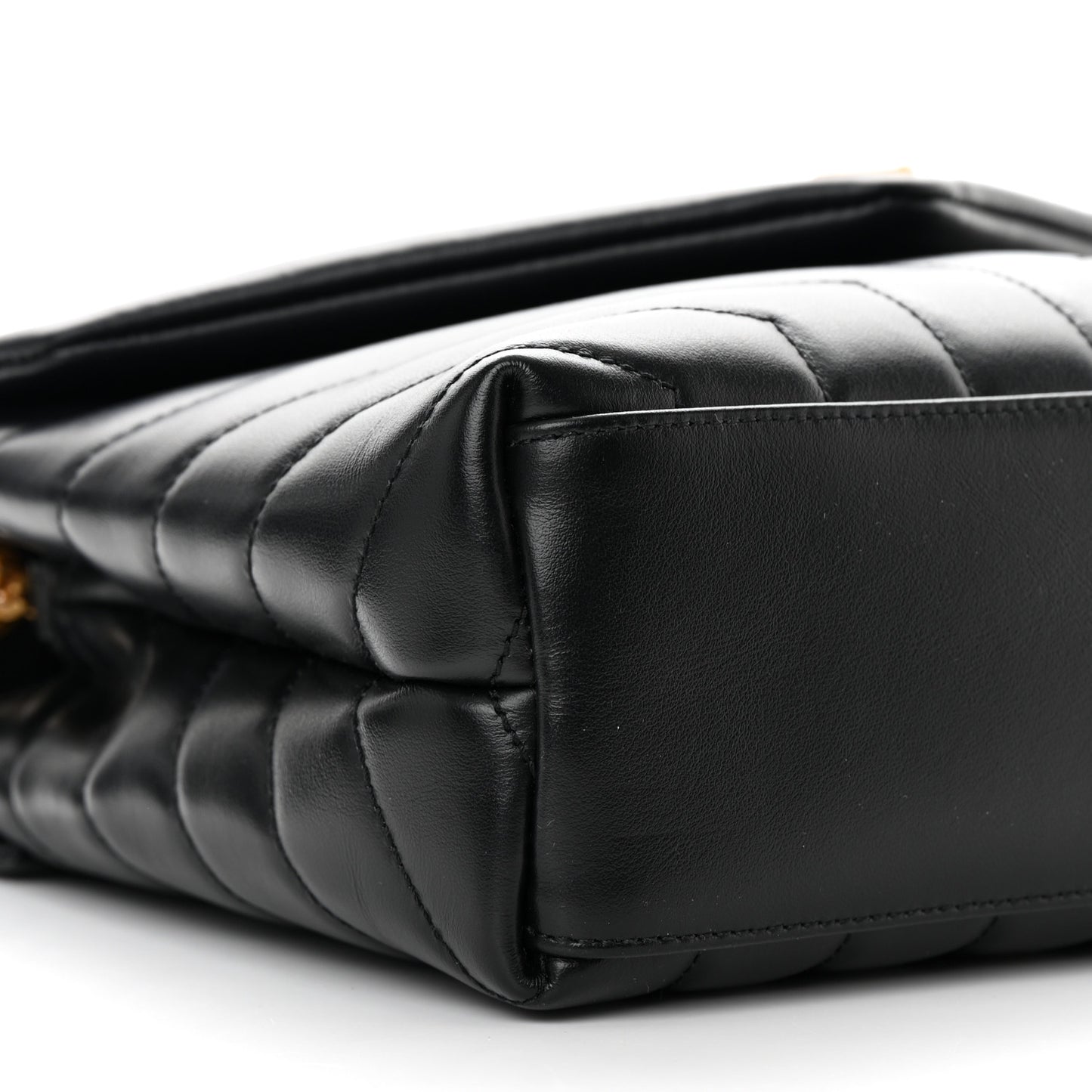 Calfskin Y Quilted Monogram Small Loulou Chain Satchel Black
