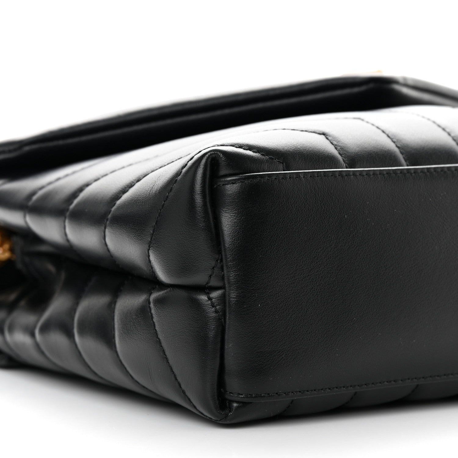 Saint Laurent Calfskin Y Quilted Monogram Small Loulou Chain Satchel Black 9 of 13