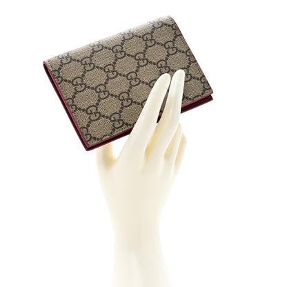 Gucci GG Supreme Monogram Passport Card Case Beige Bordeaux 2 of 9