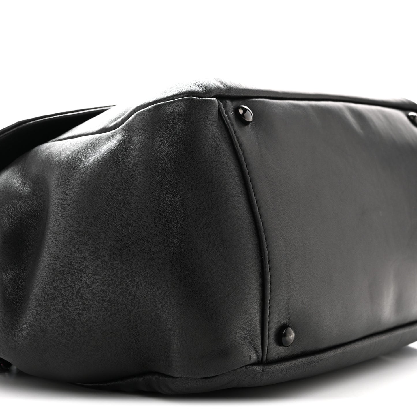 Lambskin Studded Accordion CC Flap Black