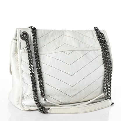 Saint Laurent Crinkled Calfskin Matelasse Monogram Medium Niki Chain Satchel Dirty White 3 of 15
