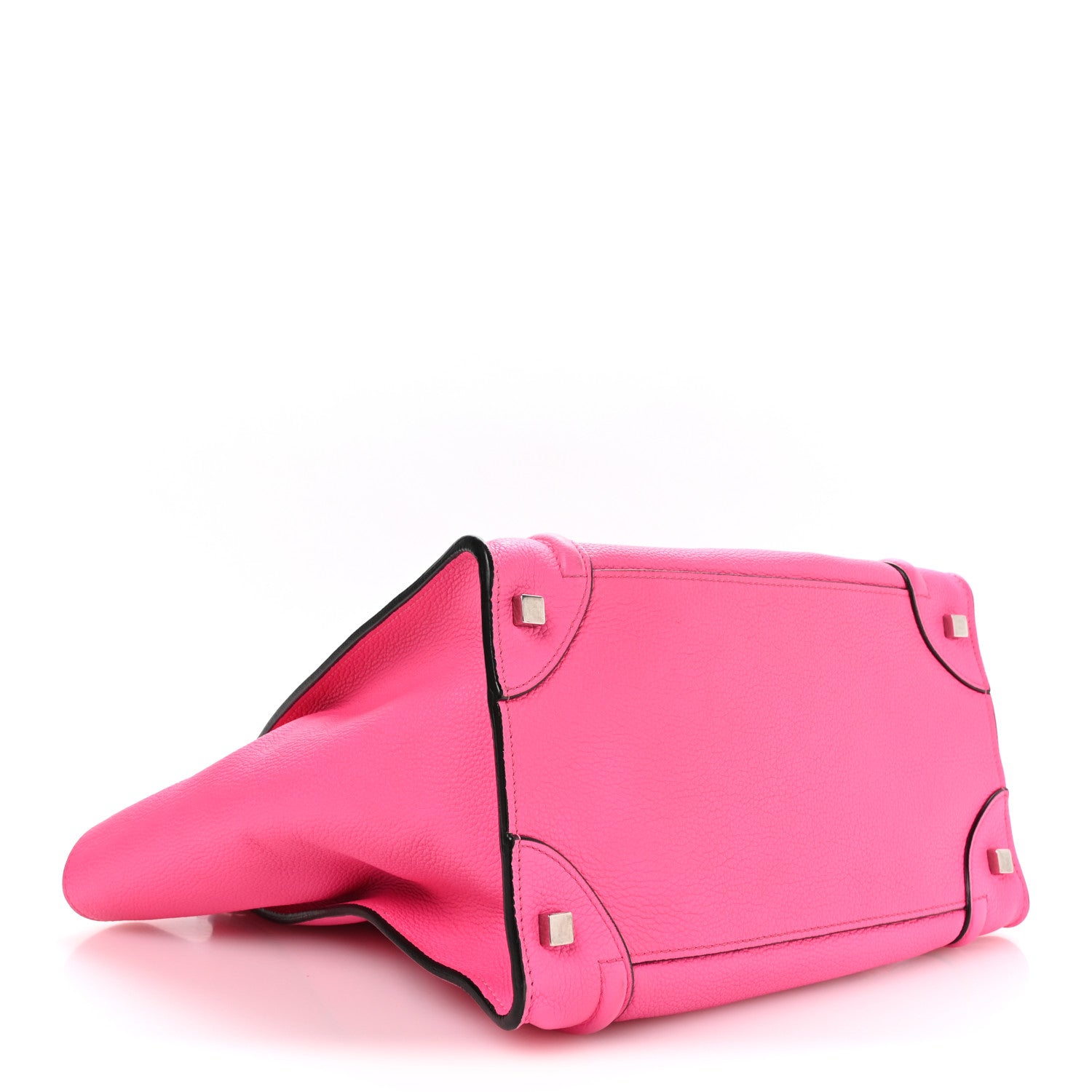 Celine Drummed Calfskin Mini Luggage Fluo Pink 4 of 10