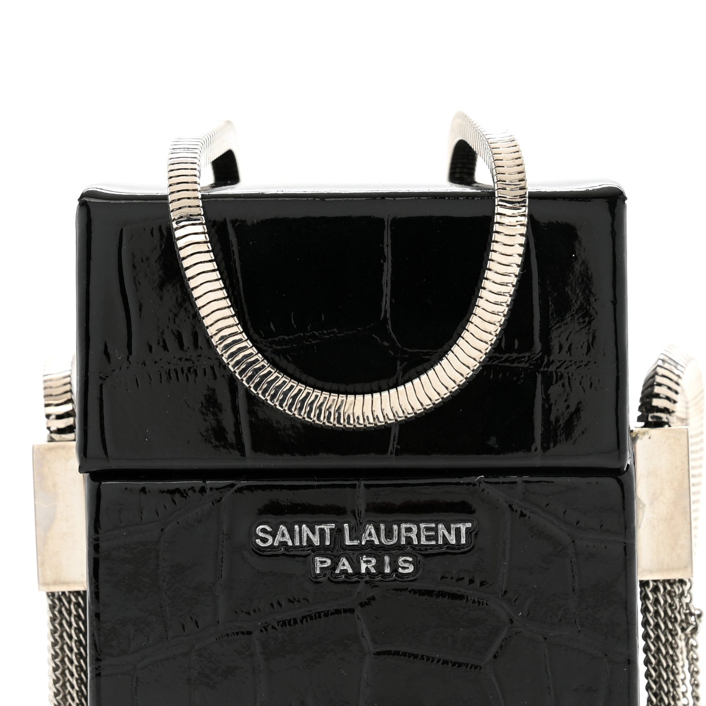 Calfskin Crocodile Embossed Smoking Box Crossbody Black