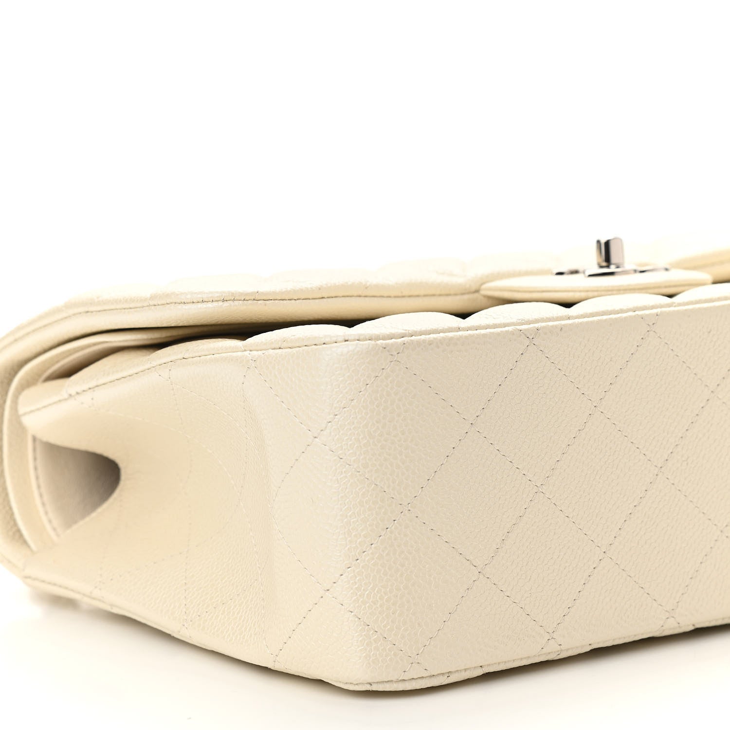 Chanel Pearly Caviar Quilted Jumbo Double Flap Dark White 9 of 10
