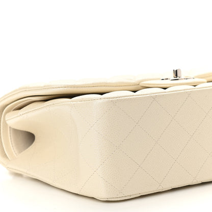 Chanel Pearly Caviar Quilted Jumbo Double Flap Dark White 9 of 10