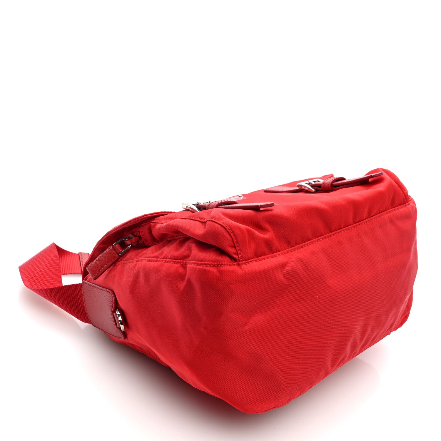 Prada Tessuto Nylon Saffiano Messenger Bag Rosso 4 of 9