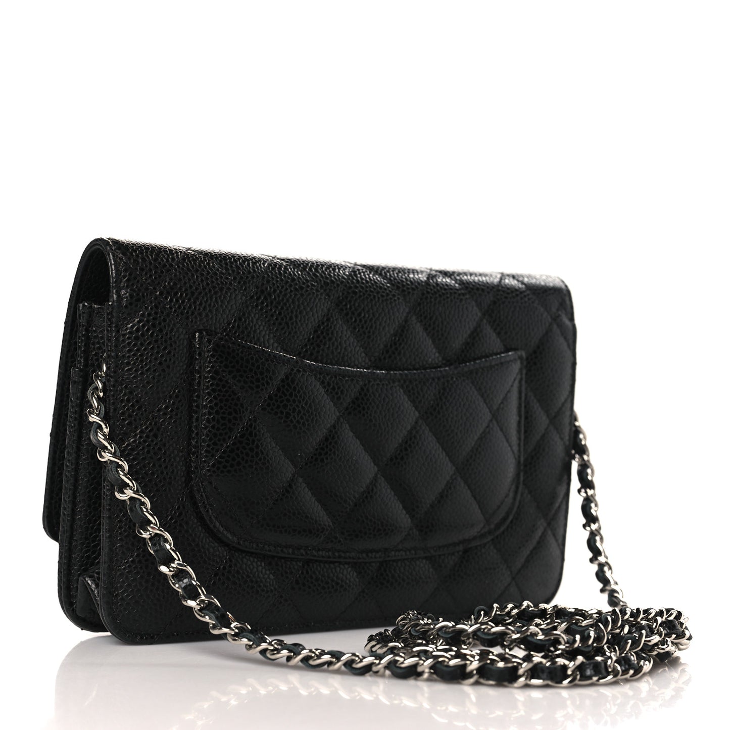 Caviar Quilted Wallet on Chain WOC Black