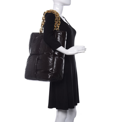 Bottega Veneta Calfskin Maxi Intrecciato Puffy Chain Tote Bag Fondente 2 of 9
