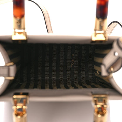 Fendi Vitello King Plexiglass Logo Embossed Mini Fendi Sunshine Shopper Tote Poudre 5 of 11