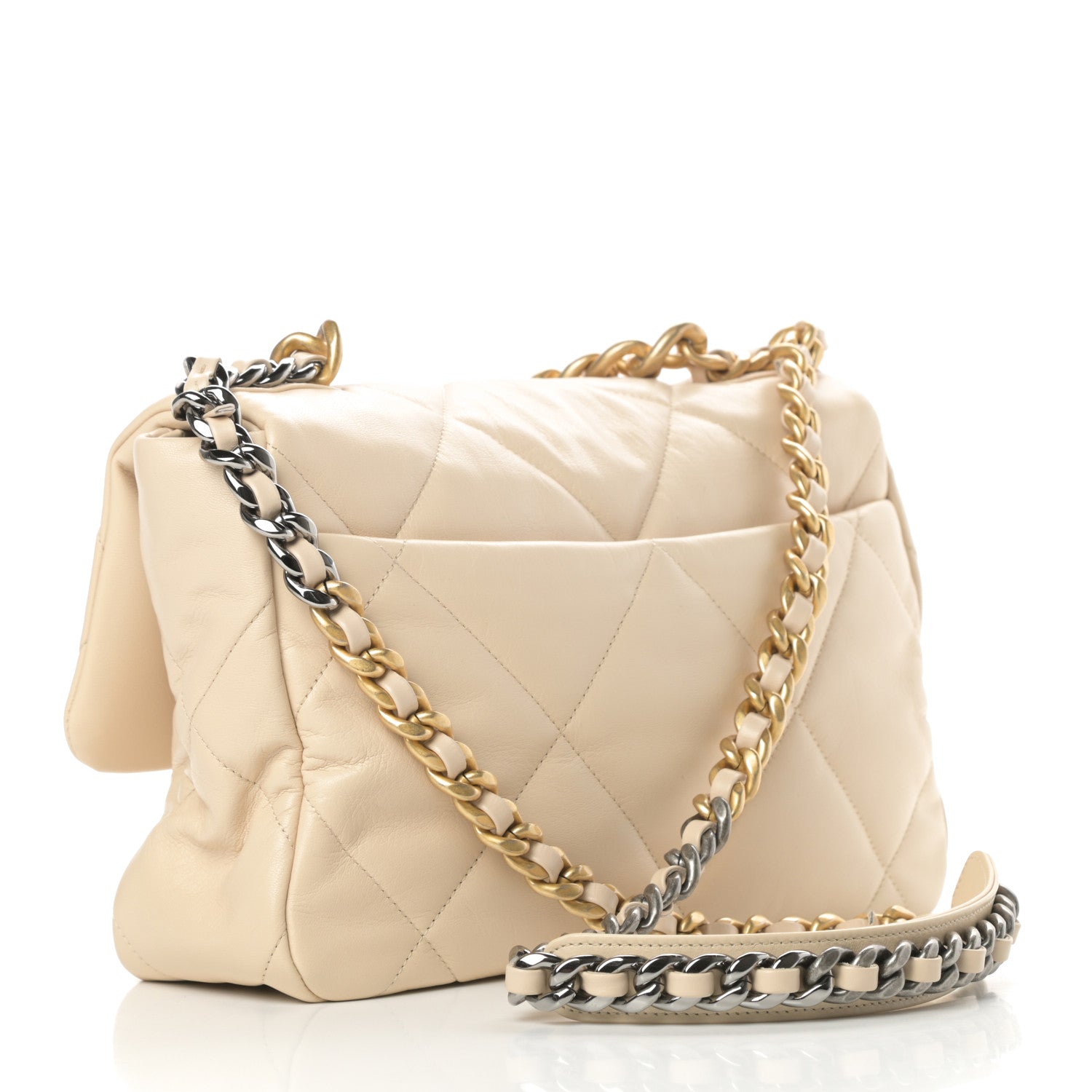 Chanel Lambskin Quilted Large Chanel 19 Flap Beige 3 of 10