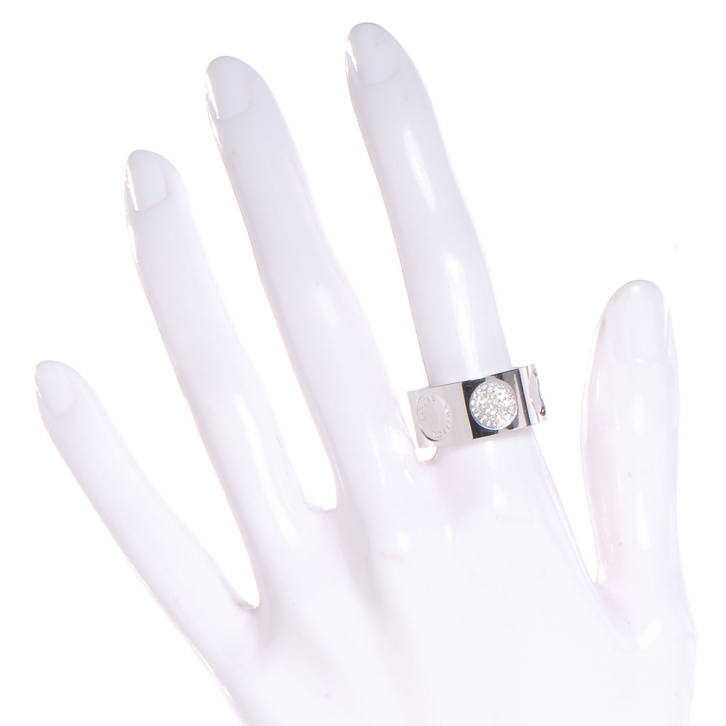 18K White Gold Diamonds Empreinte Large Ring 54
