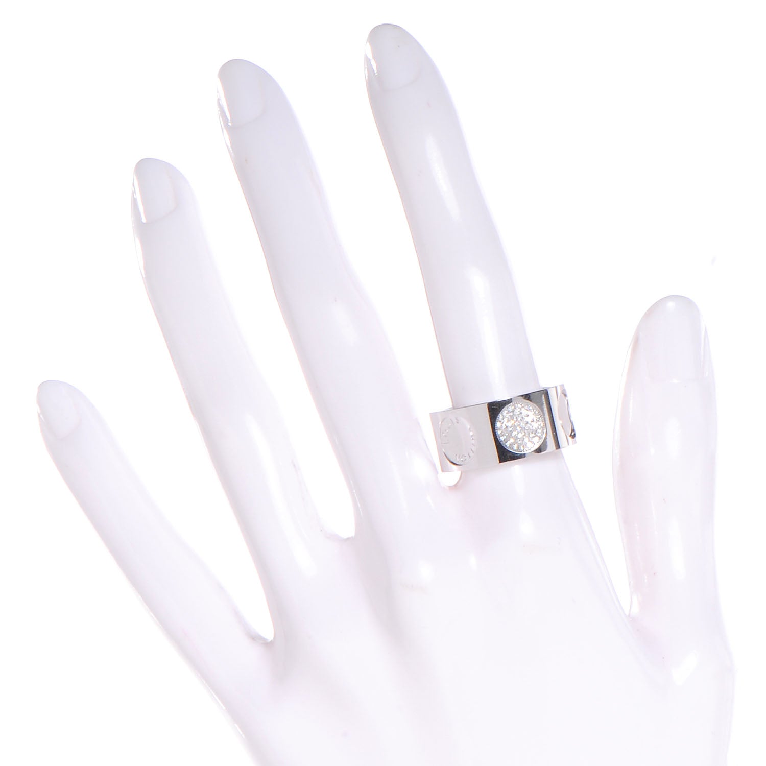Louis Vuitton 18K White Gold Diamonds Empreinte Large Ring 54 2 of 6