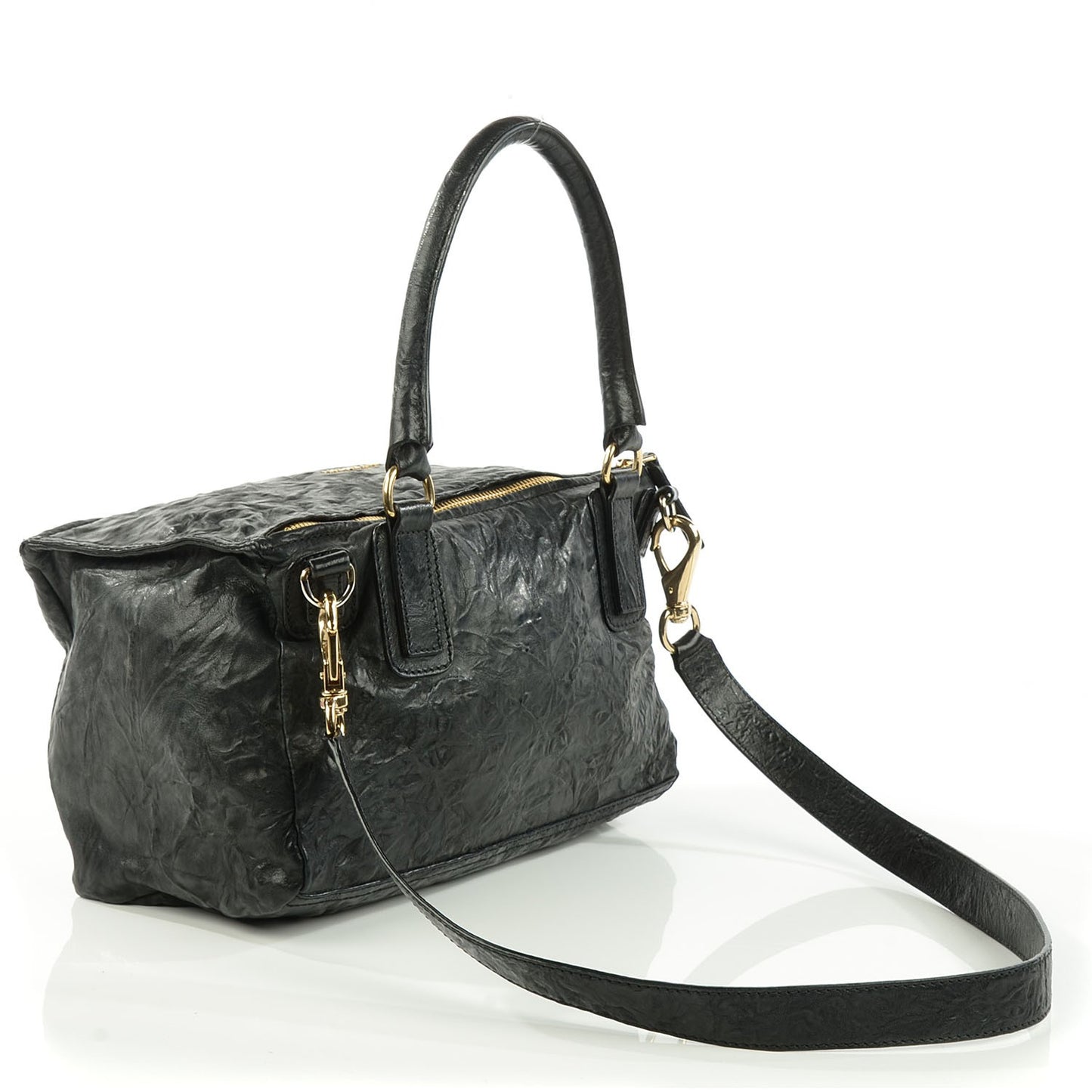 Tumbled Sheepskin Medium Pandora Bag Black