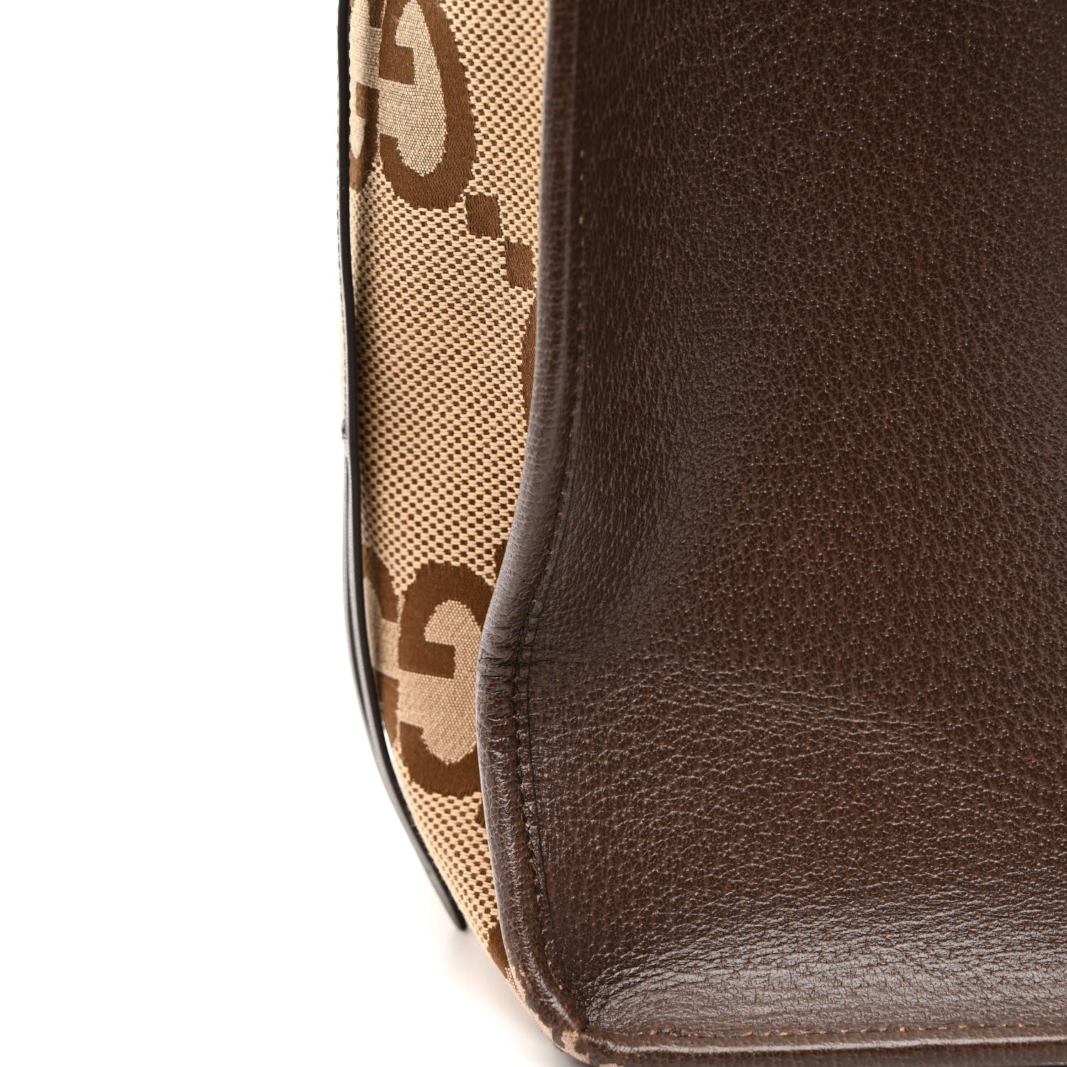Gucci Monogram Jumbo GG Textured Dollar Calfskin Web Tote Bag Camel Ebony New Acero 15 of 15