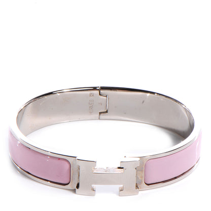 Hermes Enamel Narrow Clic Clac H Bracelet PM Rose Dragee 1 of 5