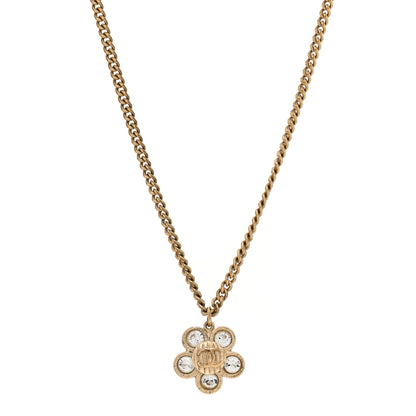 Chanel Crystal CC Flower Pendant Necklace Gold 1 of 6