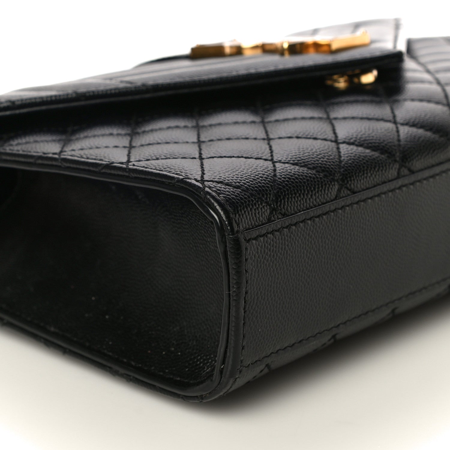 Saint Laurent Grain De Poudre Textured Mixed Matelasse Triquilt Medium Monogram Satchel Black 10 of 11