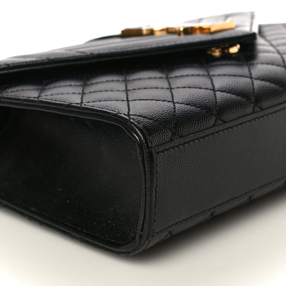 Saint Laurent Grain De Poudre Textured Mixed Matelasse Triquilt Medium Monogram Satchel Black 10 of 11