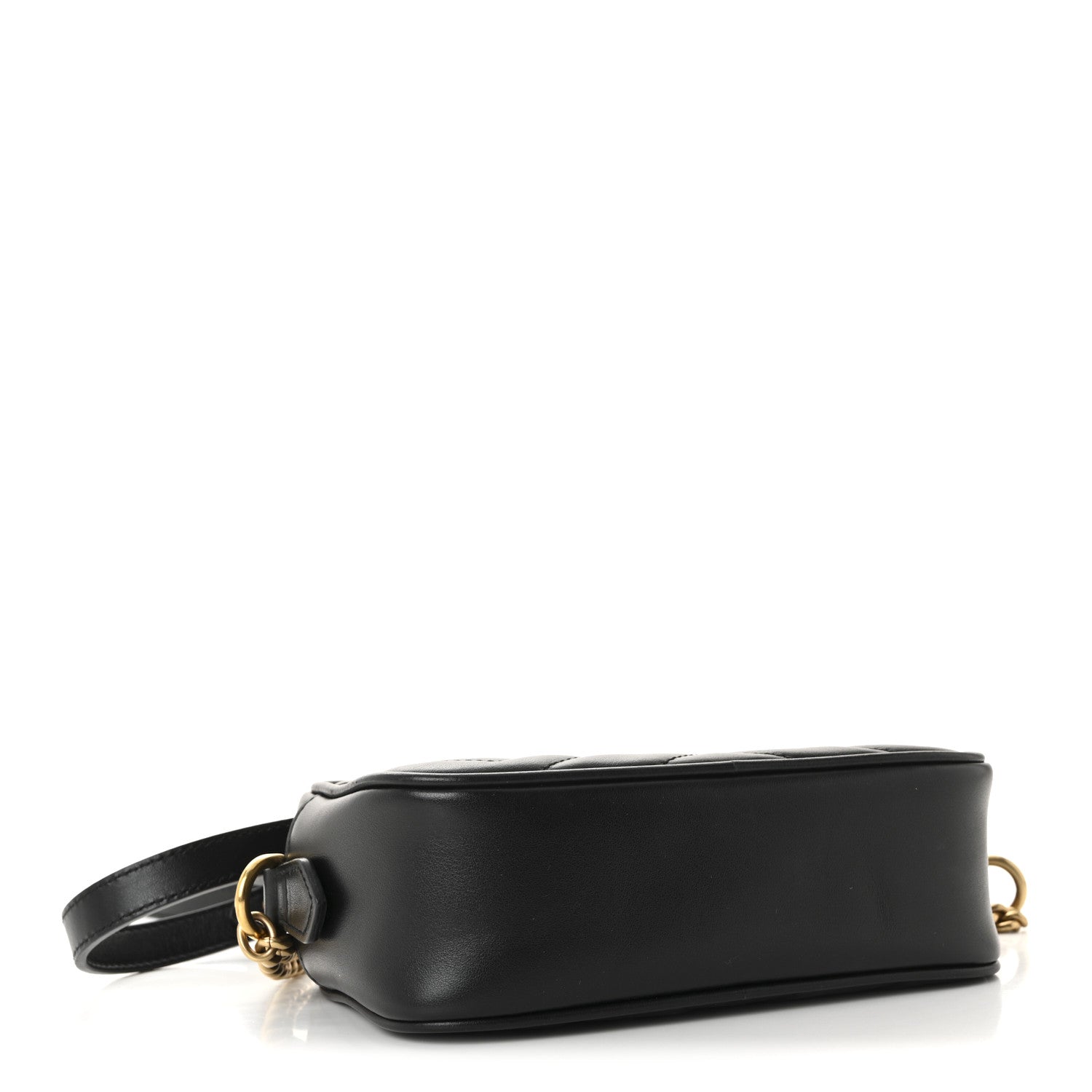 Gucci Calfskin Matelasse Mini GG Marmont Chain Shoulder Bag Black 4 of 10