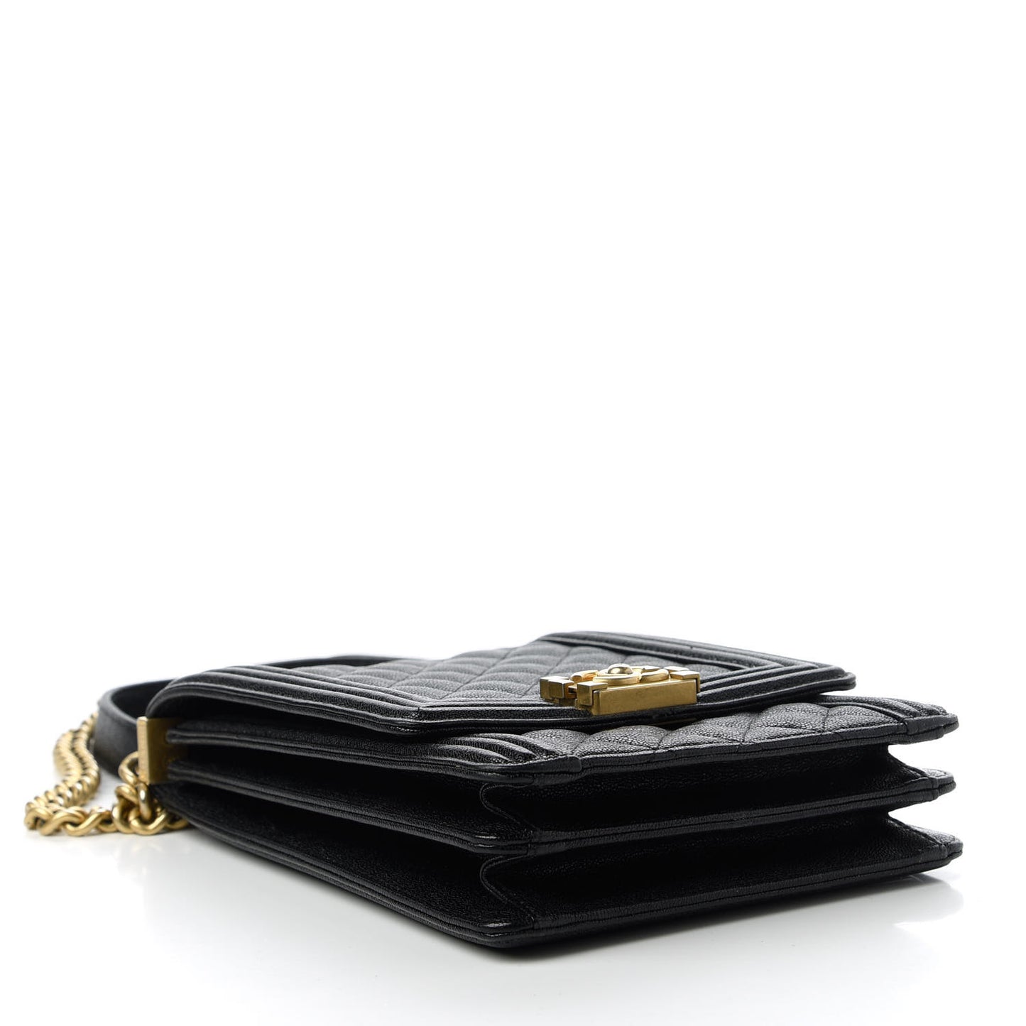 Caviar Quilted North South Boy Flap Black