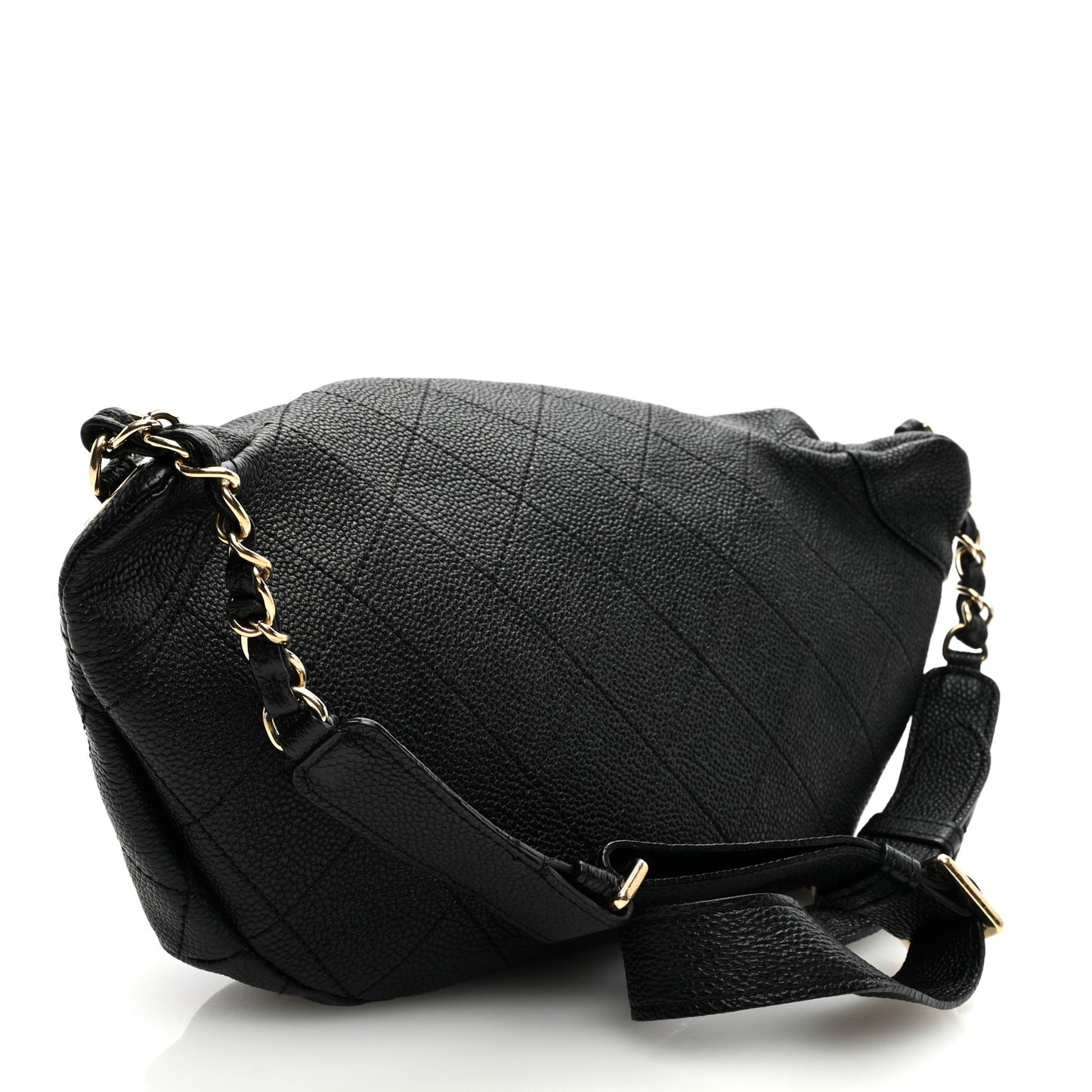 Caviar Stitched Banane Waist Bag Fanny Pack Black