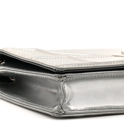 Christian Dior Metallic Patent Micro-Cannage Diorama Wallet on Chain Pouch Silver 8 of 9