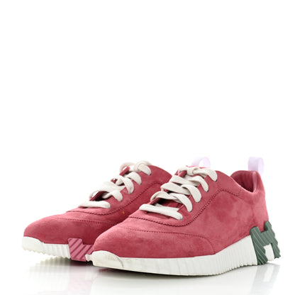 Hermes Suede Goatskin Bouncing Sneakers 37.5 Rose Aphrodite 3 of 7