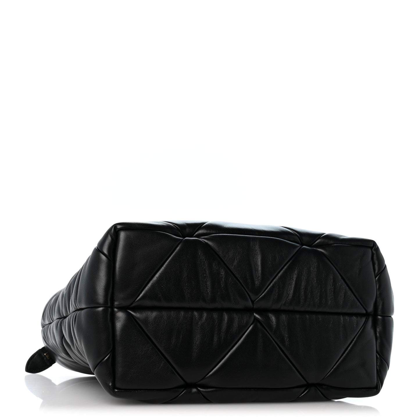 Nappa Triangle Quilted Padded Double Handled Zip Pocket Tote Black