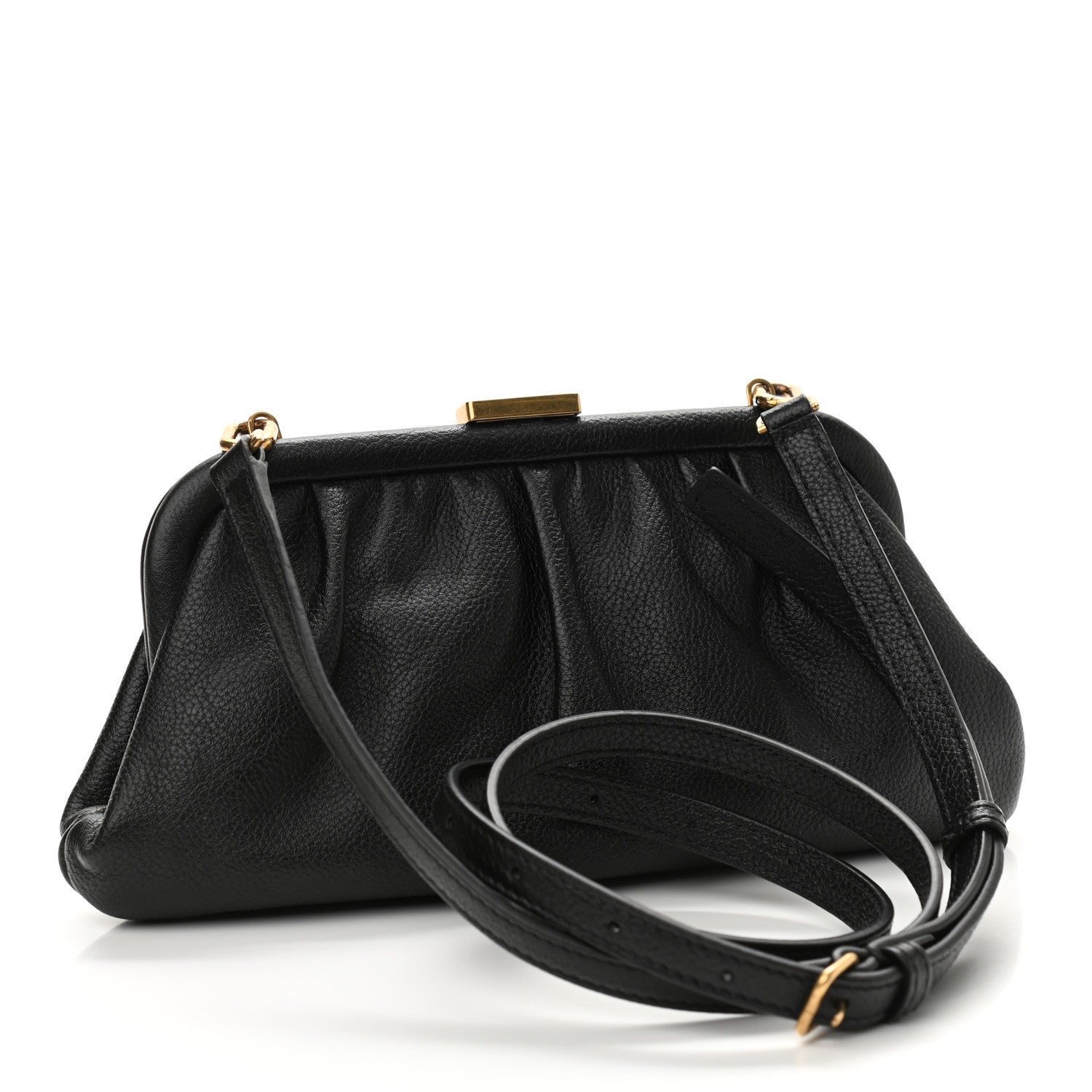 Balenciaga Grained Calfskin Logo Cloud Clutch XS Black 3 of 11