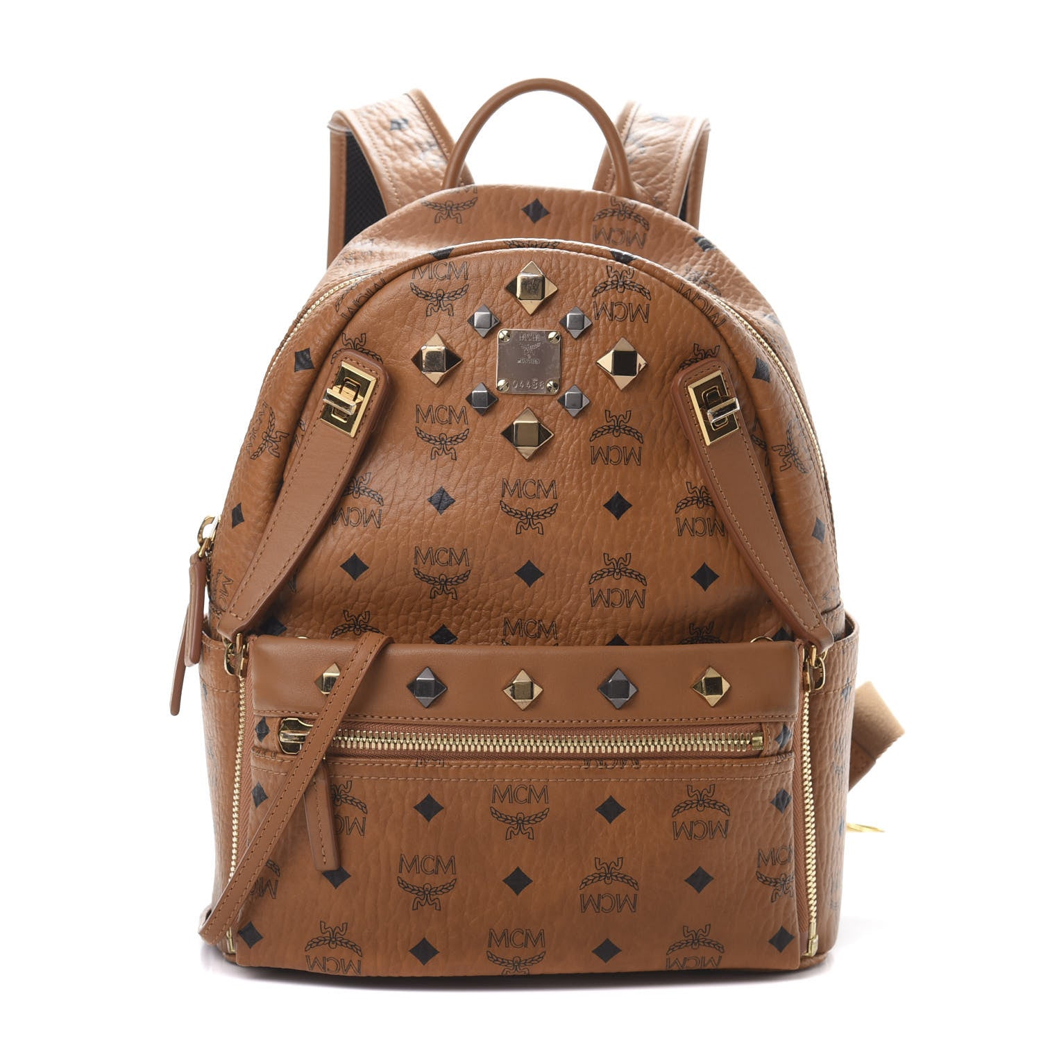 MCM Visetos Studded Small Dual Stark Backpack Cognac 1 of 14