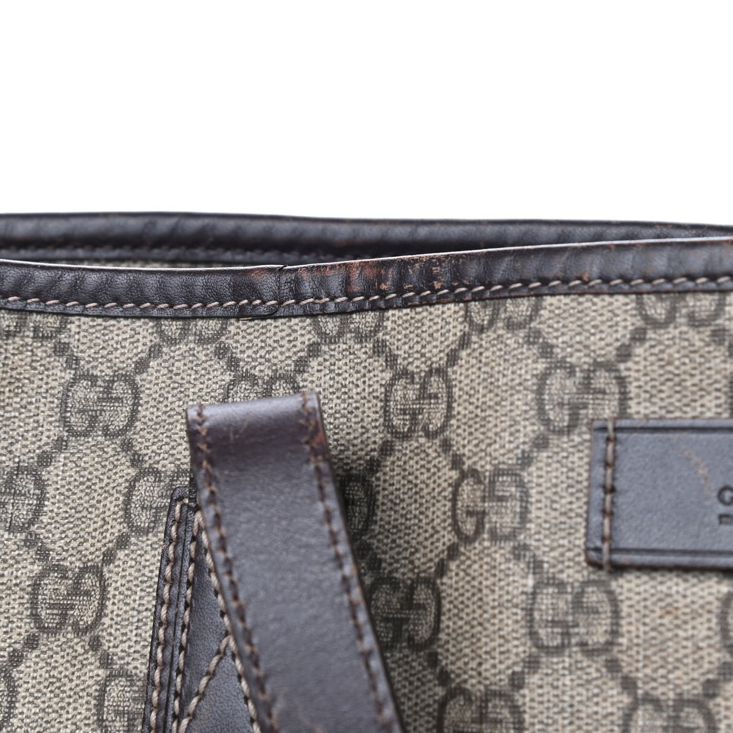 GG Supreme Monogram Medium Zippered Shopping Tote Dark Brown